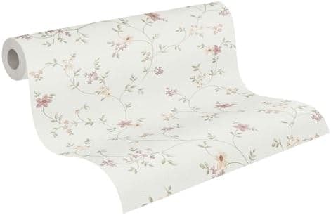 A.S. Création Vliestapete mit zartem Blumenmuster und floralen Ranken im Landhausstil