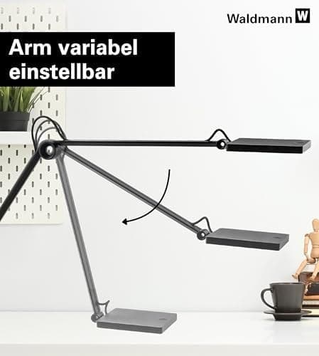 Waldmann PARA.MI LED Schreibtischleuchte mit Verpackung und AGR-Zertifizierung Schwarz
