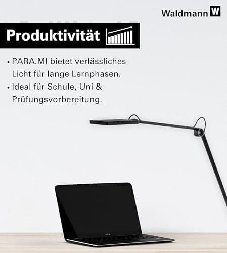 Waldmann PARA.MI LED Büroleuchte über Laptop für ergonomisches Arbeiten und Lernen
