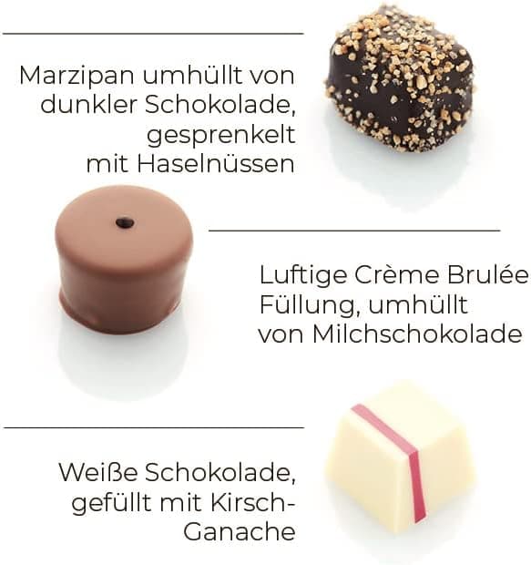 Mischung-Bild 2: drei Pralinensorten sauber erklärt mit großer Schrift